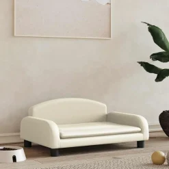 vidaXL Hundbädd gräddvit 70x45x30 cm konstläder