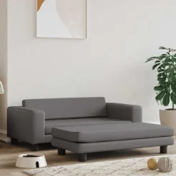 vidaXL Hundbädd med förlängning grå 100x50x30 cm konstläder