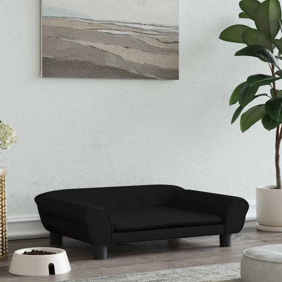 Best vidaXL Hundbädd 70x48x22 cm sammet Svart