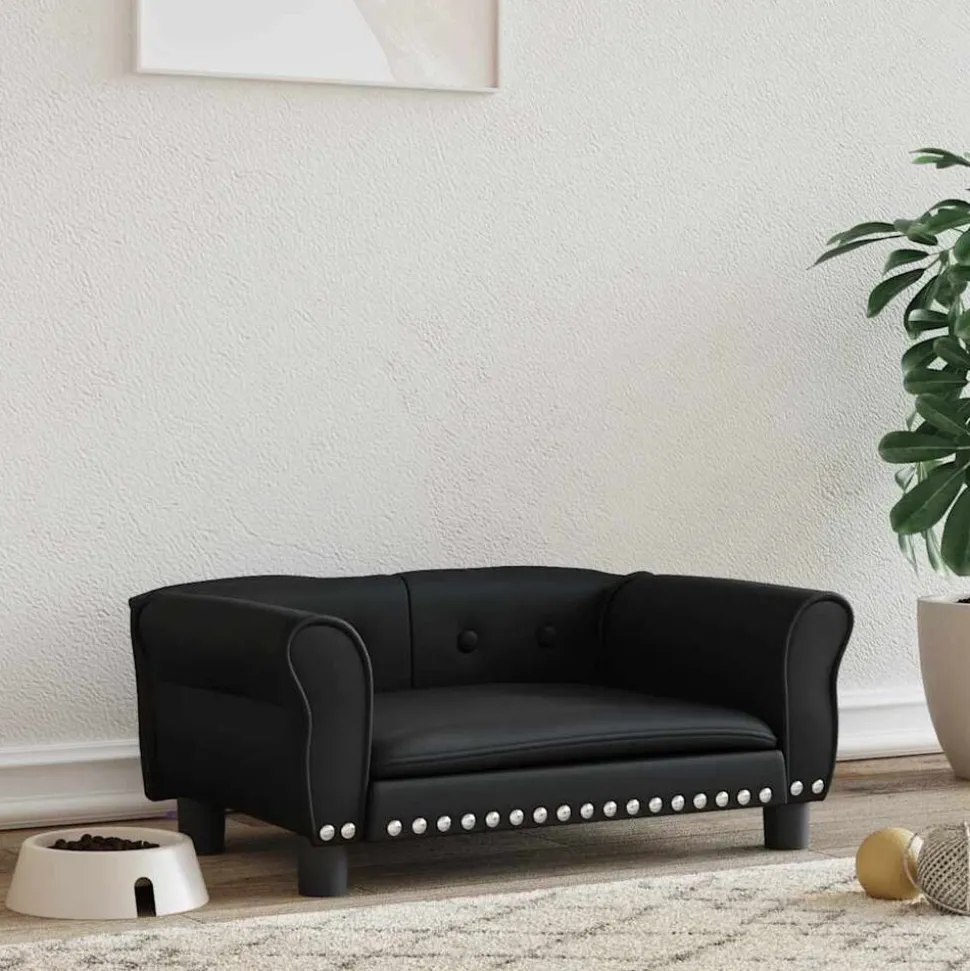 vidaXL Hundbädd svart 70x45x30 cm konstläder