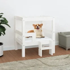 vidaXL Hundbädd vit 55,5x53,5x60 cm massiv furu