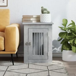 vidaXL Hundbur/sidobord 45x62x59 cm konstruerat trä Betonggrå