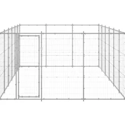 vidaXL Hundgård för utomhusbruk galvaniserat stål 21,78 m²