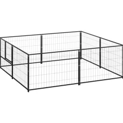 Best vidaXL Hundgård 4 m² stål Svart