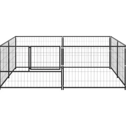 Best vidaXL Hundgård 4 m² stål Svart