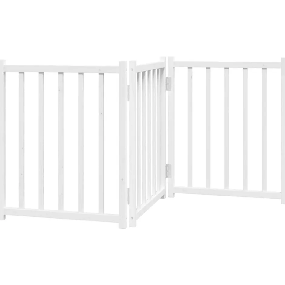 Clearance vidaXL Hundgrind hopfällbar 3 paneler 150 cm massivt granträ Vit