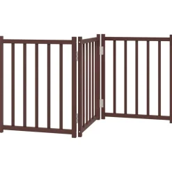vidaXL Hundgrind hopfällbar 3 paneler brun ek 150 cm massivt granträ