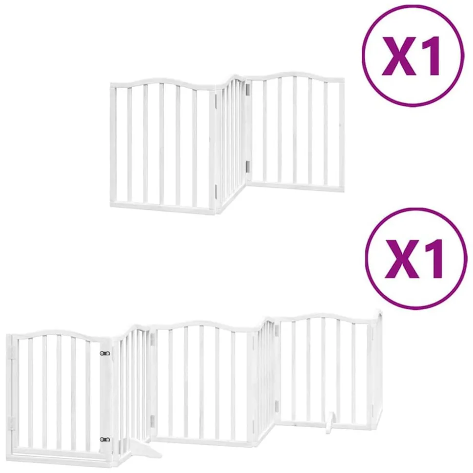 vidaXL Hundgrind med dörr vikbar 9 paneler vit 450 cm poppel