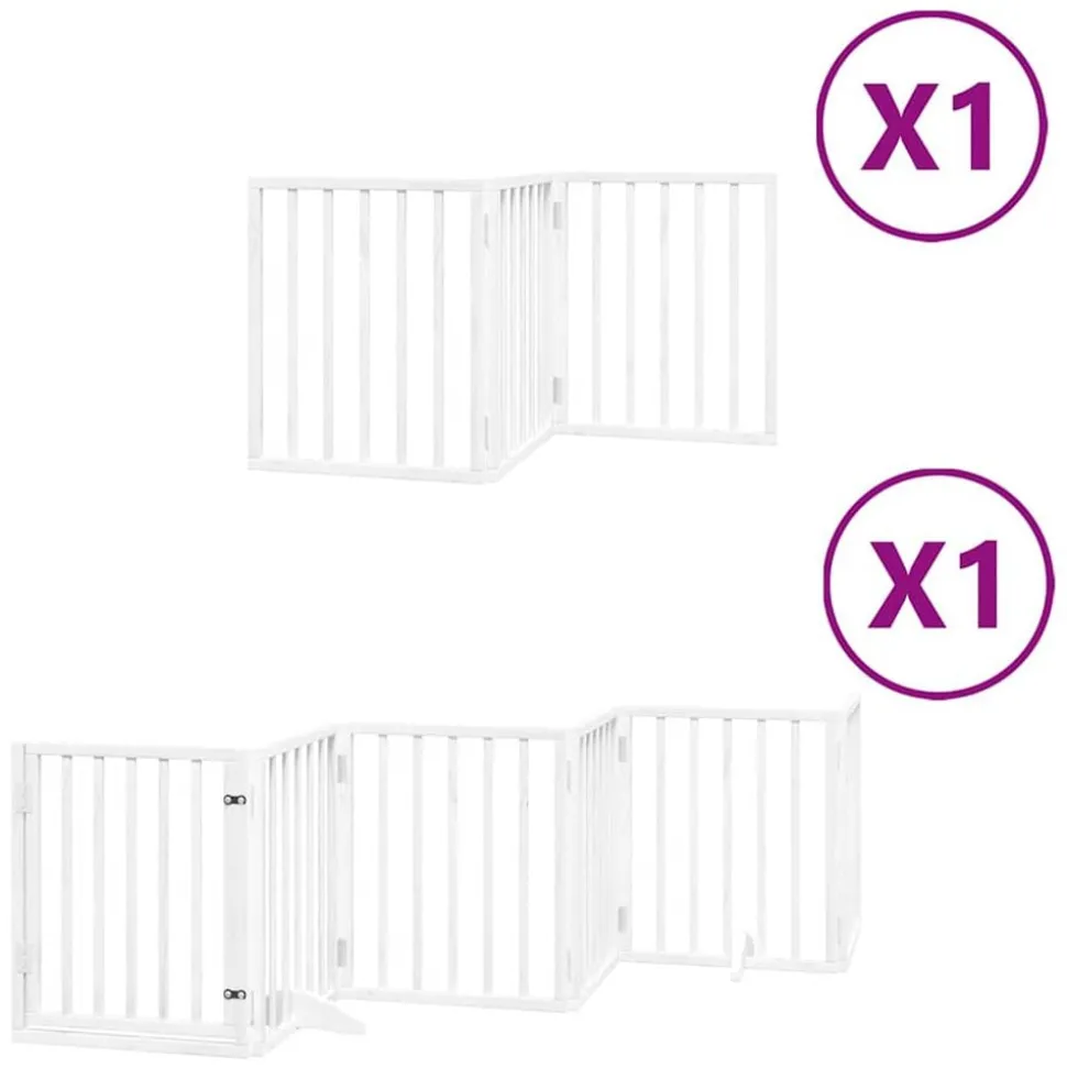 vidaXL Hundgrind med dörr vikbar 9 paneler vit 450 cm poppel
