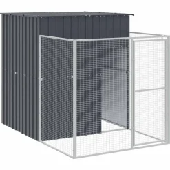Discount vidaXL Hundkoja med gård 165x251x181 cm galvaniserat stål Antracit