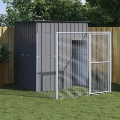Discount vidaXL Hundkoja med gård 165x251x181 cm galvaniserat stål Antracit