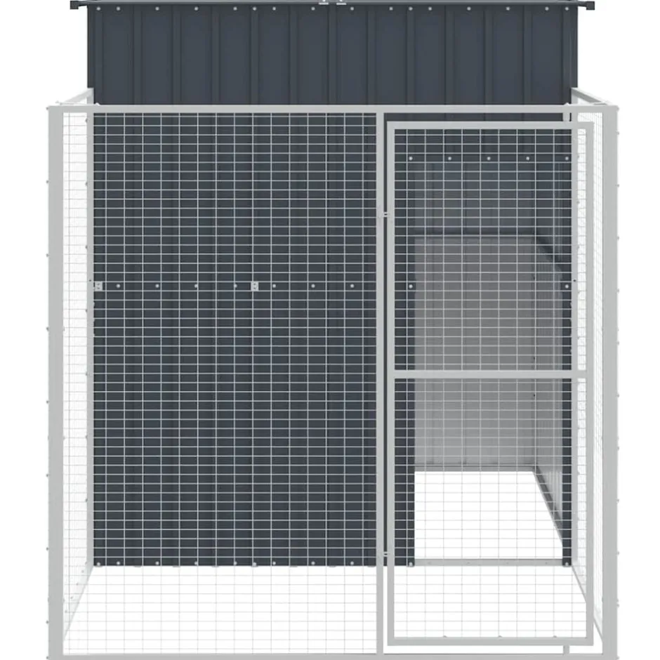 Discount vidaXL Hundkoja med gård 165x251x181 cm galvaniserat stål Antracit