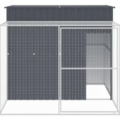 vidaXL Hundkoja med gård antracit 214x253x181 cm galvaniserat stål