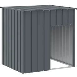 Discount vidaXL Hundkoja med tak 110x103x109 cm galvaniserat stål Antracit
