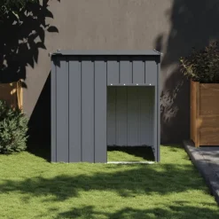 Discount vidaXL Hundkoja med tak 110x103x109 cm galvaniserat stål Antracit