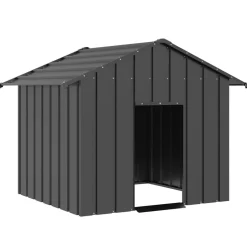 vidaXL Hundkoja med tak 131x101x102 cm galvaniserat stål