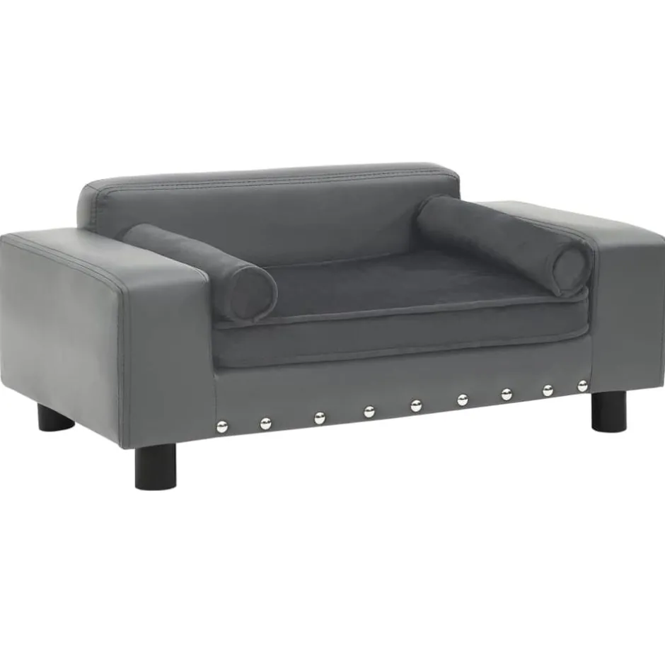 Online vidaXL Hundsoffa 81x43x31 cm plysch och konstläder Grå