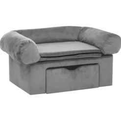 vidaXL Hundsoffa med låda 75x50x38 cm plysch Grå