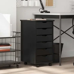 Clearance vidaXL Hurts med lådor och hjul MOSS massiv furu Svart