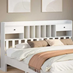 vidaXL Huvudgavel med förvaring vit 180 cm massiv furu