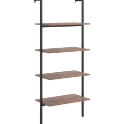 New vidaXL Hylla 4 hyllplan ljusbrun och svart 64x35x152,5 cm Mörkbrun