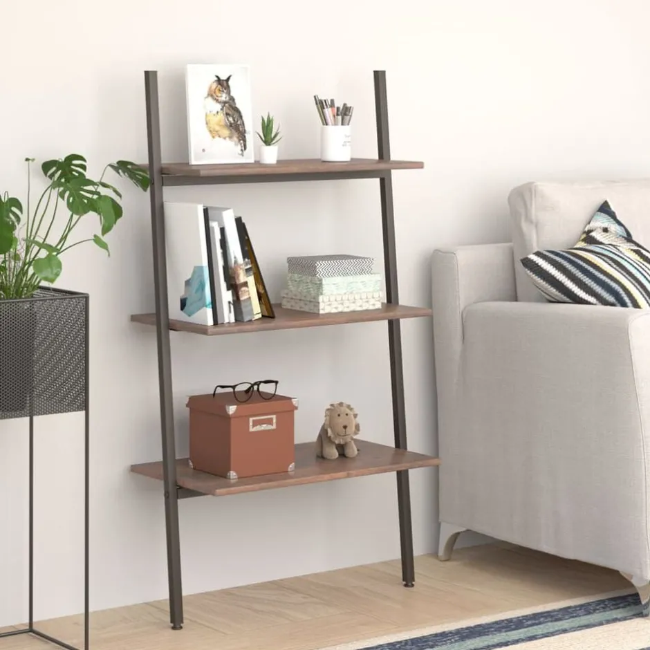 Online vidaXL Hylla 3 hyllplan och svart 64x34x116 cm Mörkbrun