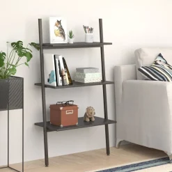 vidaXL Hylla 3 hyllplan svart 64x34x116 cm
