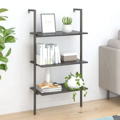 vidaXL Hylla 3 hyllplan svart 64x35x120,5 cm