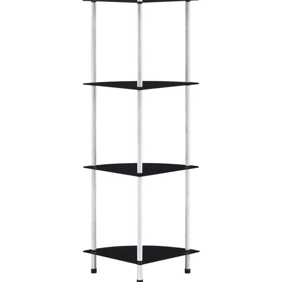 Discount vidaXL Hylla 4 hyllplan 30x30x100 cm härdat glas Svart