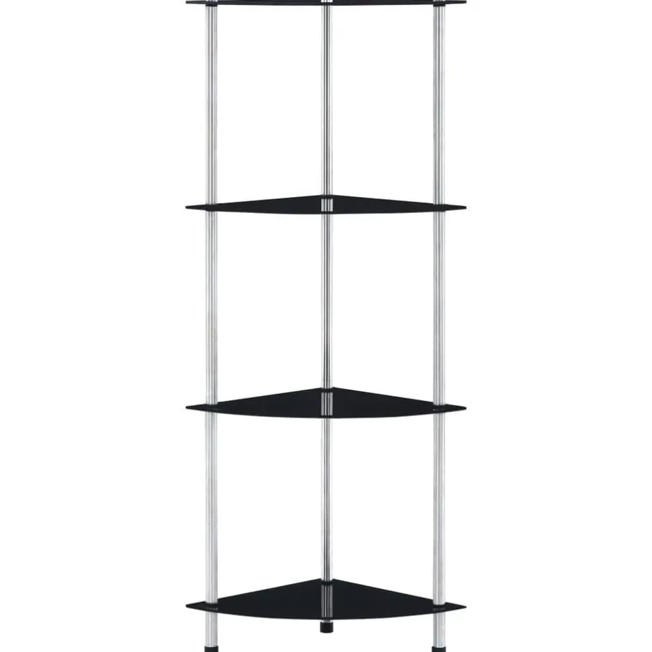 Discount vidaXL Hylla 4 hyllplan 30x30x100 cm härdat glas Svart