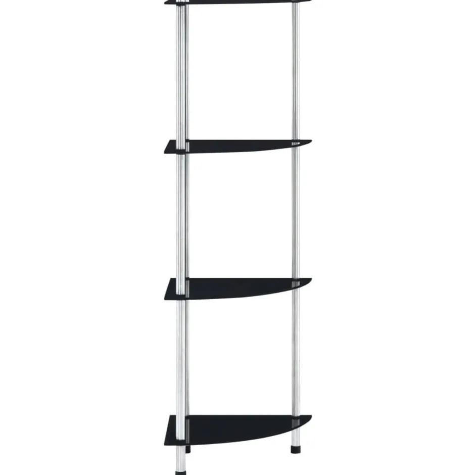 Discount vidaXL Hylla 4 hyllplan 30x30x100 cm härdat glas Svart