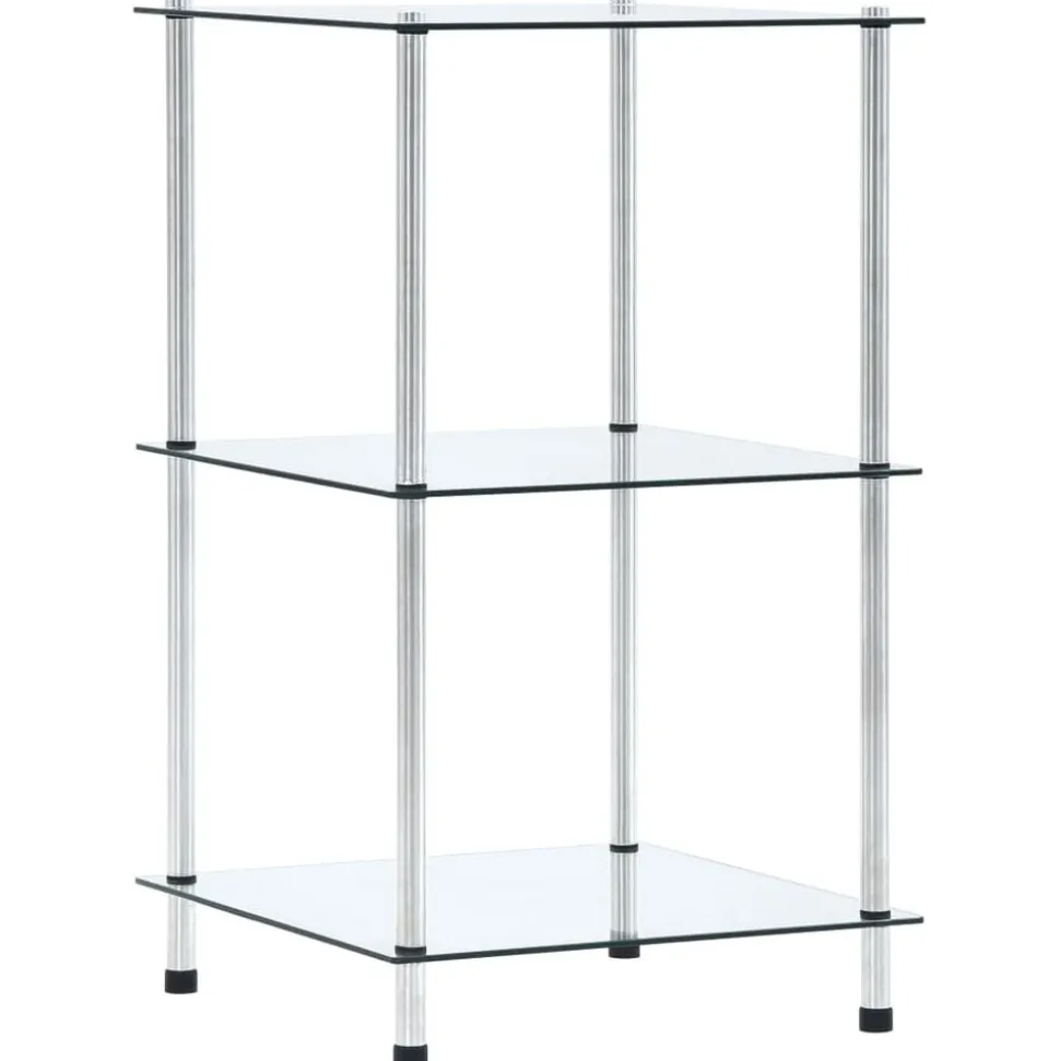 vidaXL Hylla 3 hyllplan transparent 40x40x67 cm härdat glas