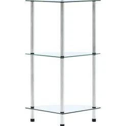 vidaXL Hylla 3 hyllplan transparent 30x30x67 cm härdat glas