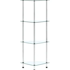 Hot vidaXL Hylla 4 hyllplan 30x30x100 cm härdat glas Transparent