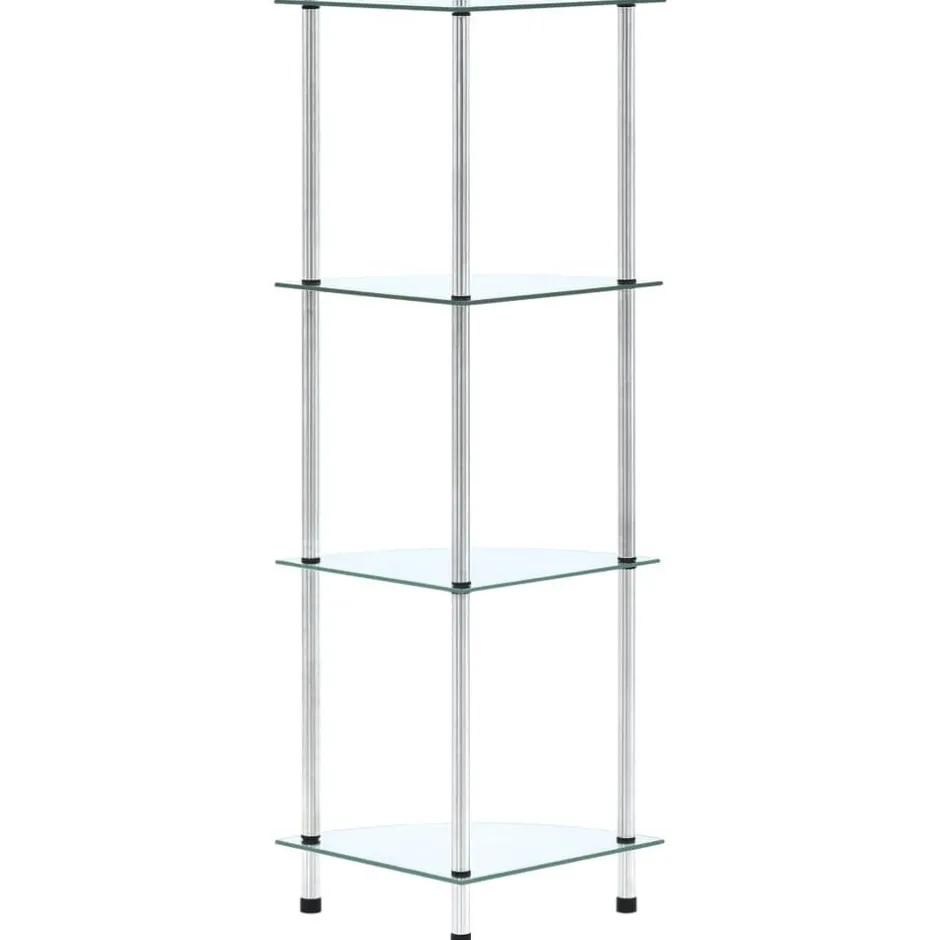 Hot vidaXL Hylla 4 hyllplan 30x30x100 cm härdat glas Transparent