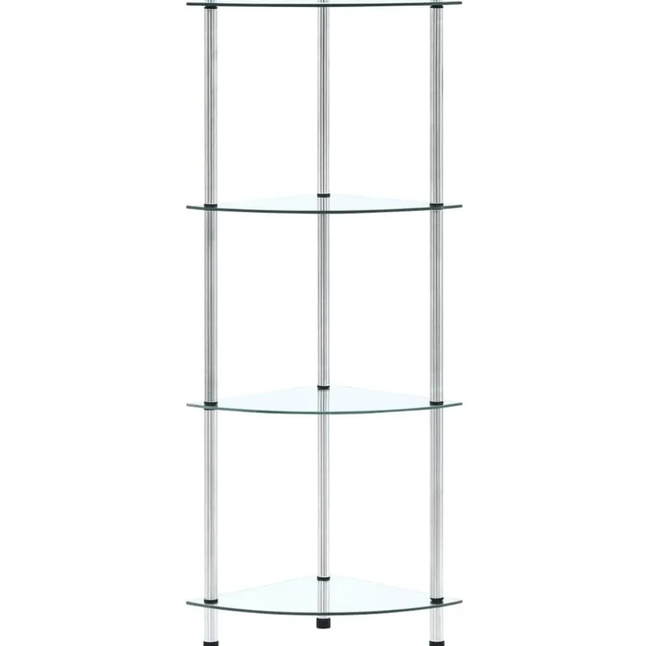 Hot vidaXL Hylla 4 hyllplan 30x30x100 cm härdat glas Transparent