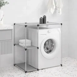 vidaXL Hylla för tvättmaskin grå 87x55x90,5 cm järn