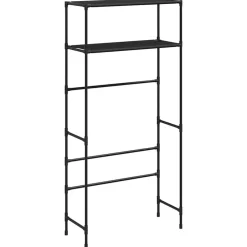 vidaXL Hylla för tvättmaskin med 2 hyllplan 69x28x143 cm järn Svart