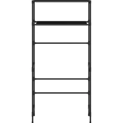 vidaXL Hylla för tvättmaskin med 2 hyllplan 69x28x143 cm järn Svart