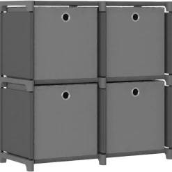 Best vidaXL Hylla med 4 kuber med lådor 69x30x72,5 cm tygs Grå