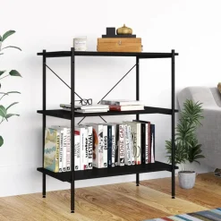 Sale vidaXL Hyllenhet med 3 hyllplan 80x40x92 cm Svart