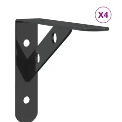 vidaXL Hyllfästen 4 st 15x2,5x11,5 cm svart rostfritt stål