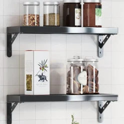 vidaXL Hyllfästen 4 st 15x2,5x11,5 cm svart rostfritt stål