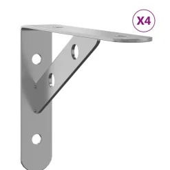 vidaXL Hyllfästen 4 st 15x2,5x11,5 cm silver rostfritt stål