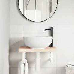 Discount vidaXL Hyllfästen för tvättställ 2 st rektangulärt stål Vit