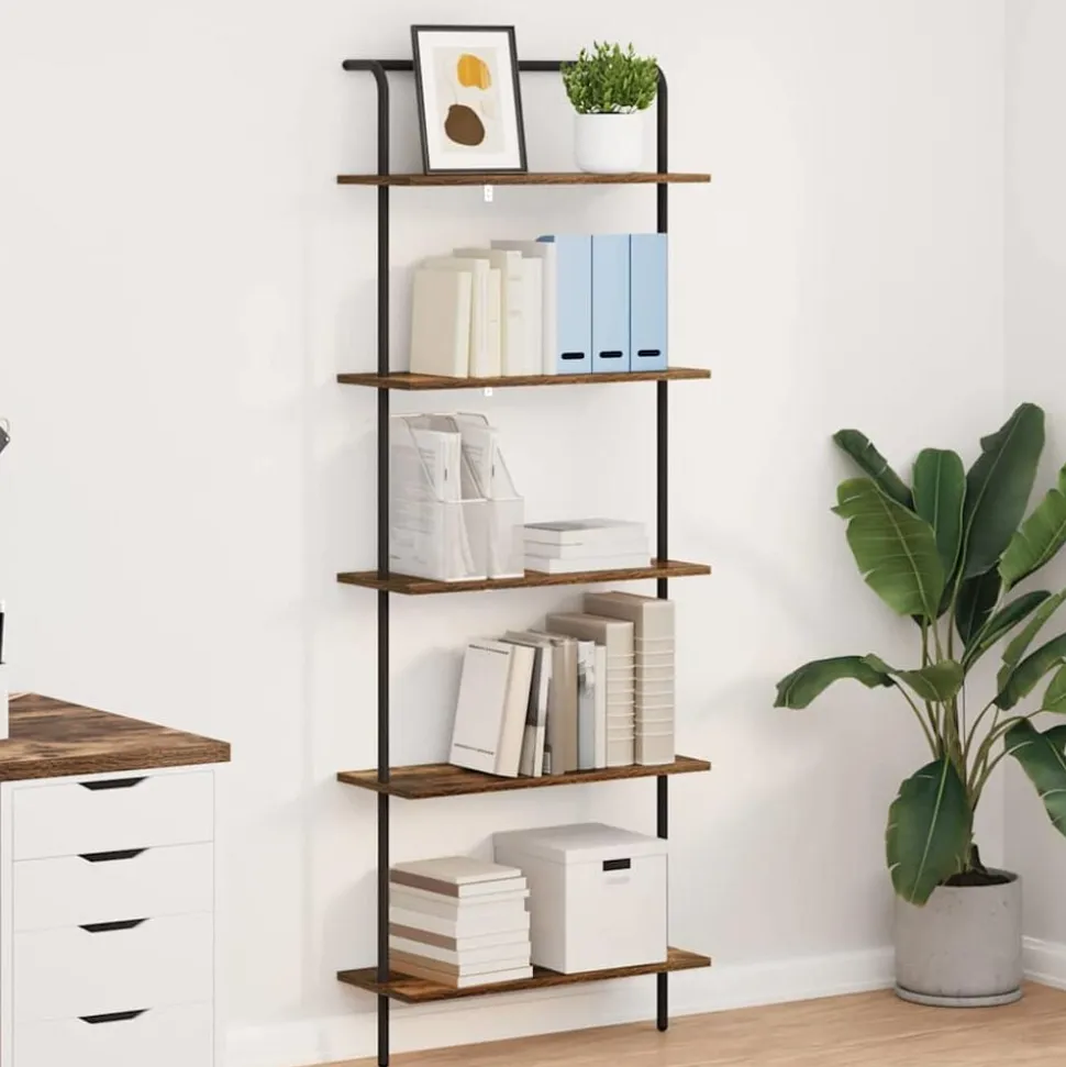 vidaXL Hyllsystem Rökt ek 60 x 24 x 168 cm Konstruerat trä