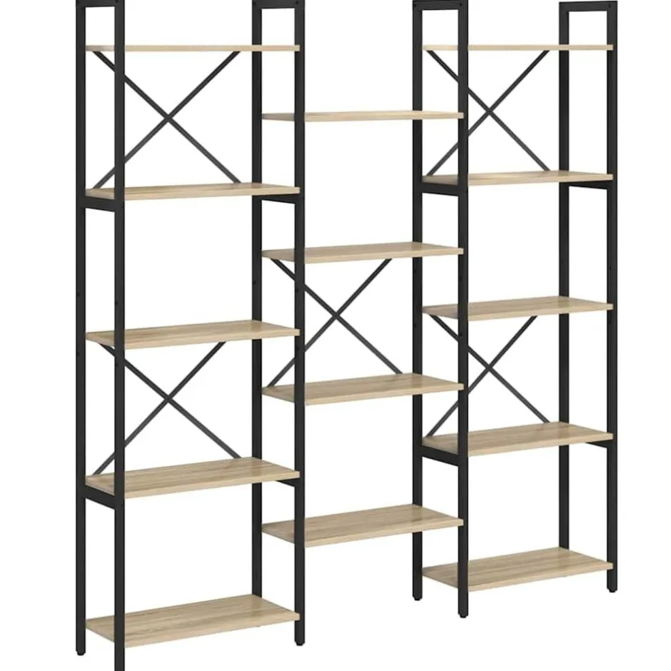Discount vidaXL Hyllsystem Sonoma-ek 156 x 25 x 167 cm Konstruerat trä Sonoma ek