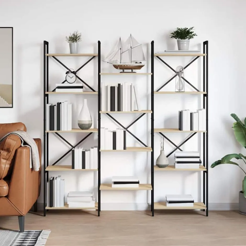 Discount vidaXL Hyllsystem Sonoma-ek 156 x 25 x 167 cm Konstruerat trä Sonoma ek
