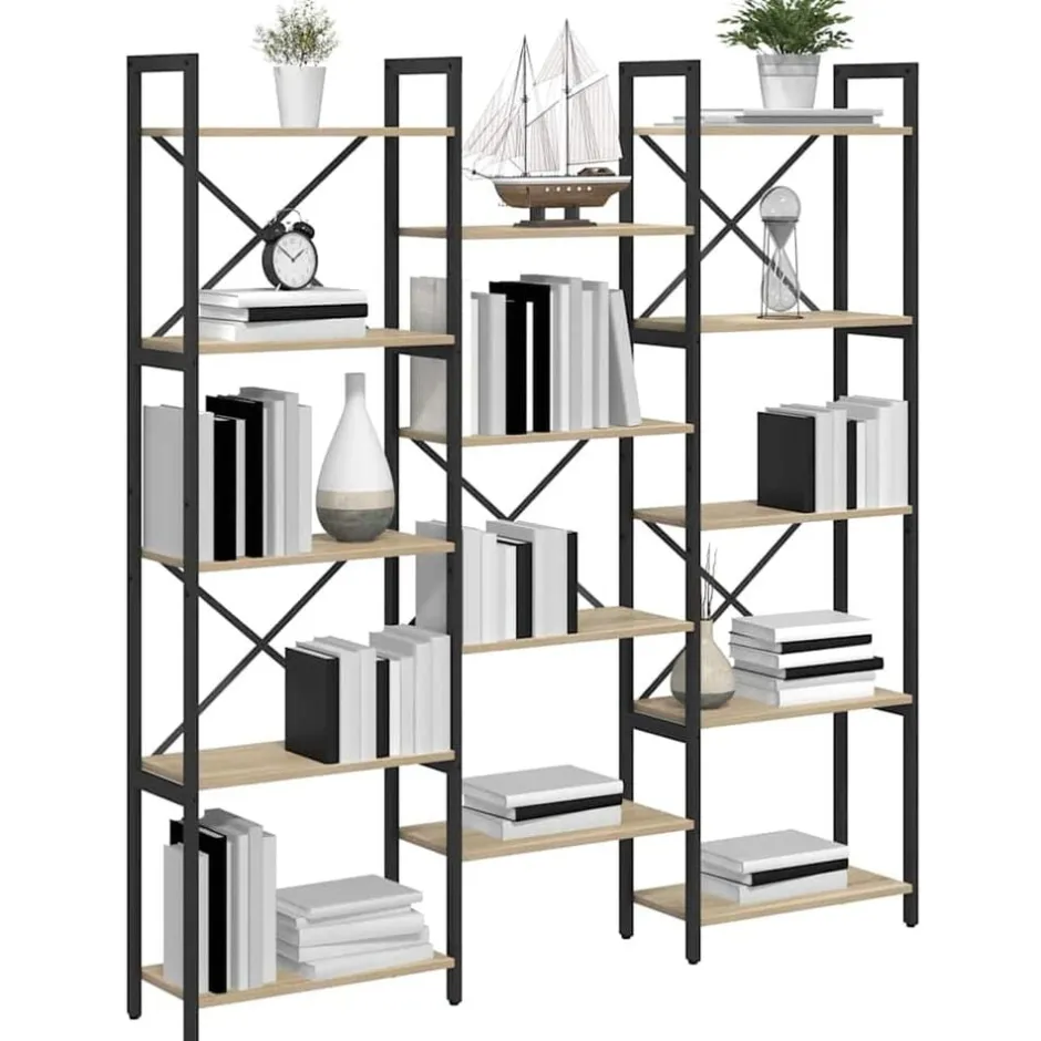Discount vidaXL Hyllsystem Sonoma-ek 156 x 25 x 167 cm Konstruerat trä Sonoma ek
