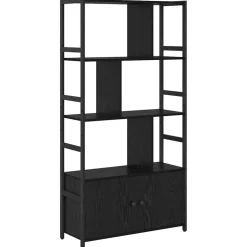 vidaXL Hyllsystem Svart Ek 80 x 30 x 155,5 cm Konstruerat trä